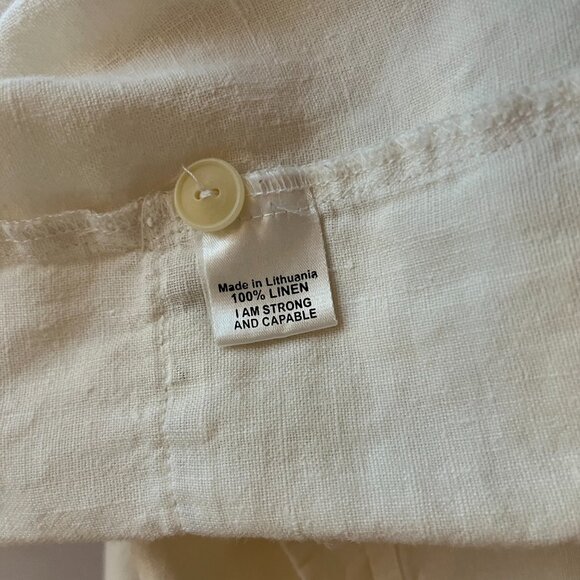 FLAX Size S Cream Short Sleeve Tunic Shirt Collared *Flaw - Picture 13 of 13